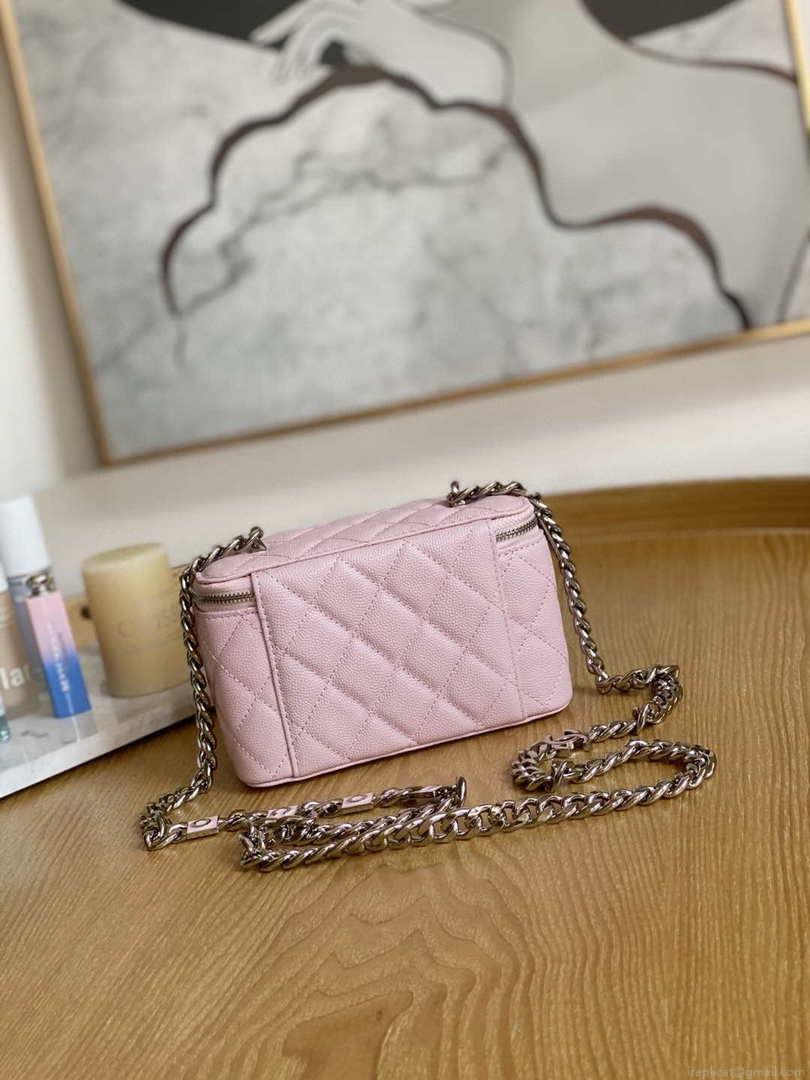 Chanel A81194 Vanity with chain Calfskin Sliver Pink