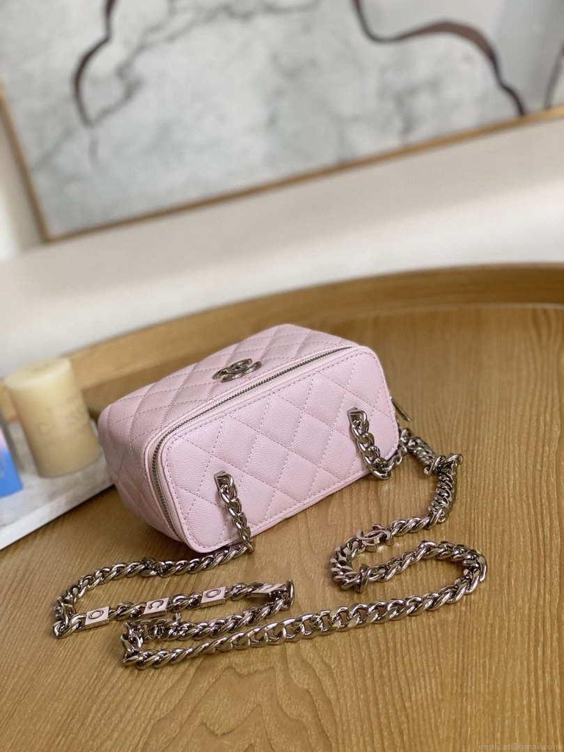 Chanel A81194 Vanity with chain Calfskin Sliver Pink