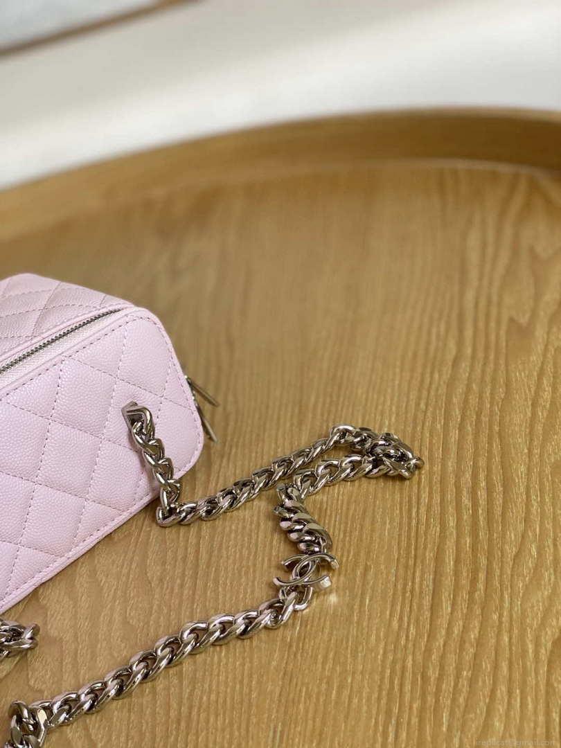 Chanel A81194 Vanity with chain Calfskin Sliver Pink