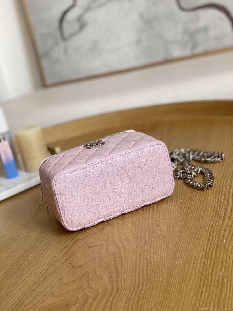 Chanel A81194 Vanity with chain Calfskin Sliver Pink