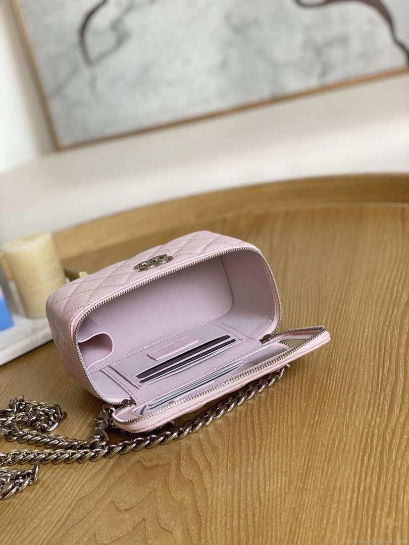 Chanel A81194 Vanity with chain Calfskin Sliver Pink