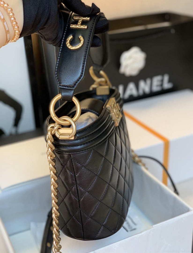 Chanel AP2902 Bucket Bag with Chain Chanel Lambskin Black