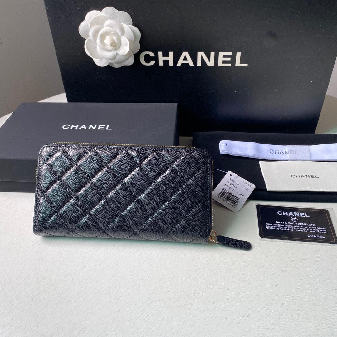 Chanel Flap Wallet Grained shiny calfskin AP2739 Black