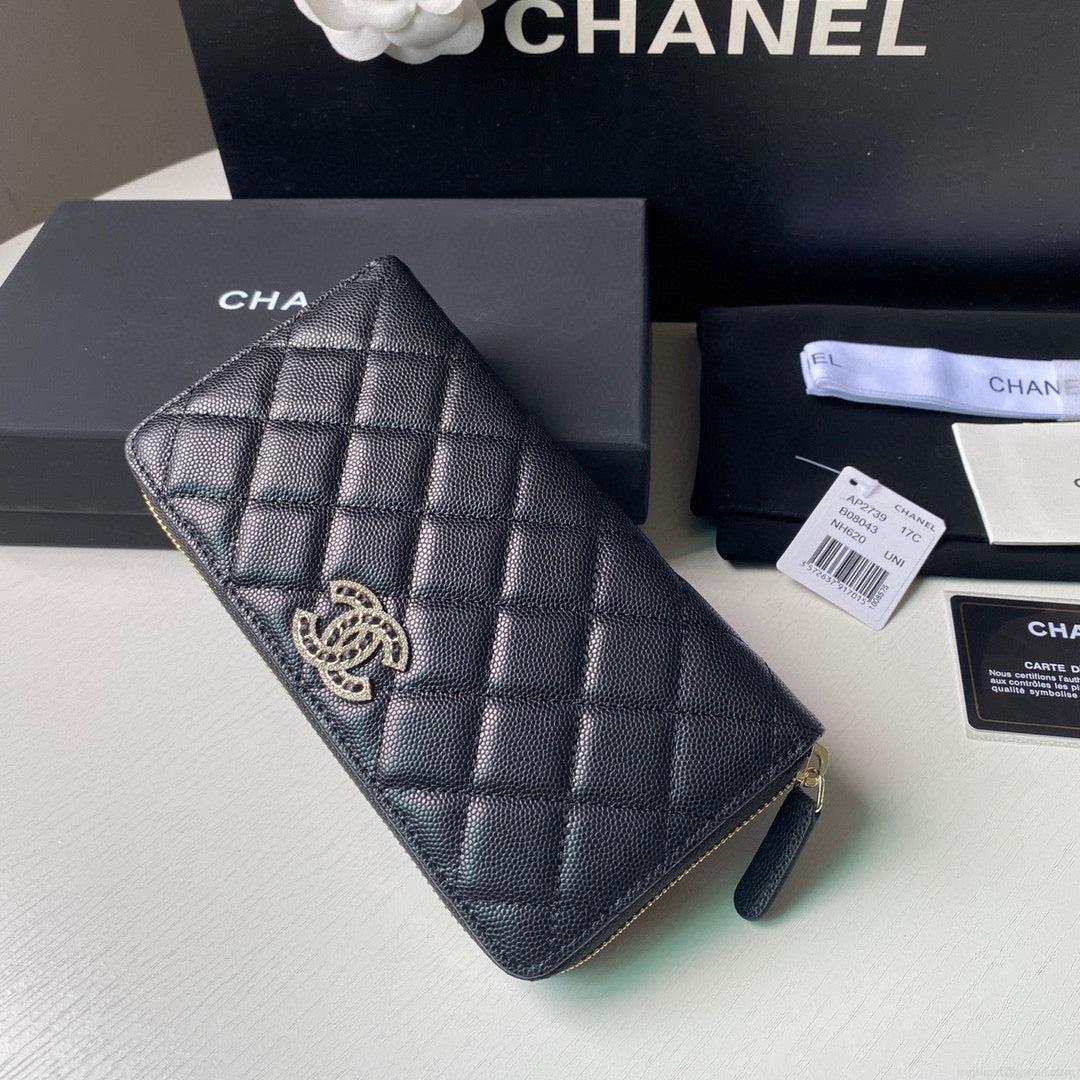 Chanel Flap Wallet Grained shiny calfskin AP2739 Black