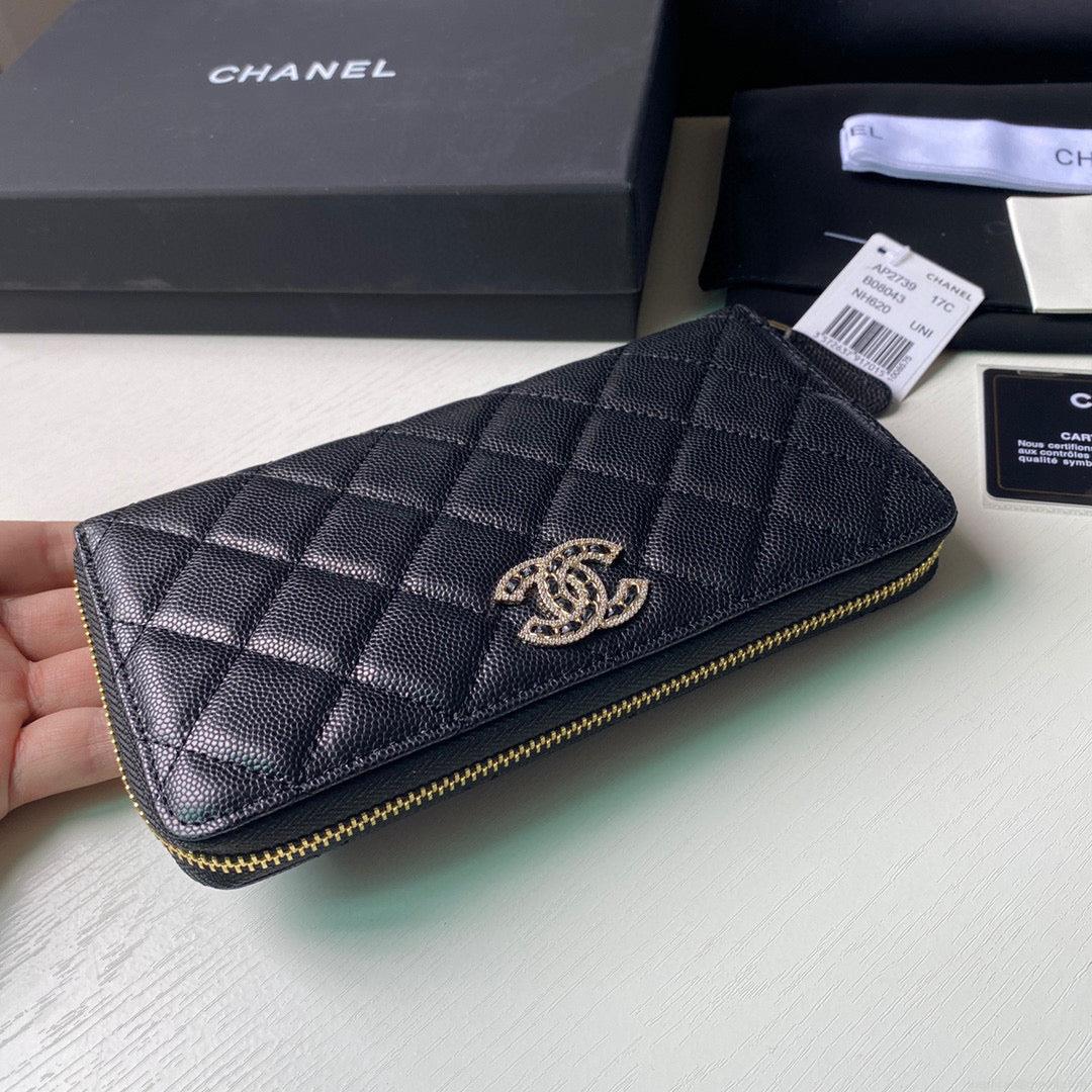 Chanel Flap Wallet Grained shiny calfskin AP2739 Black