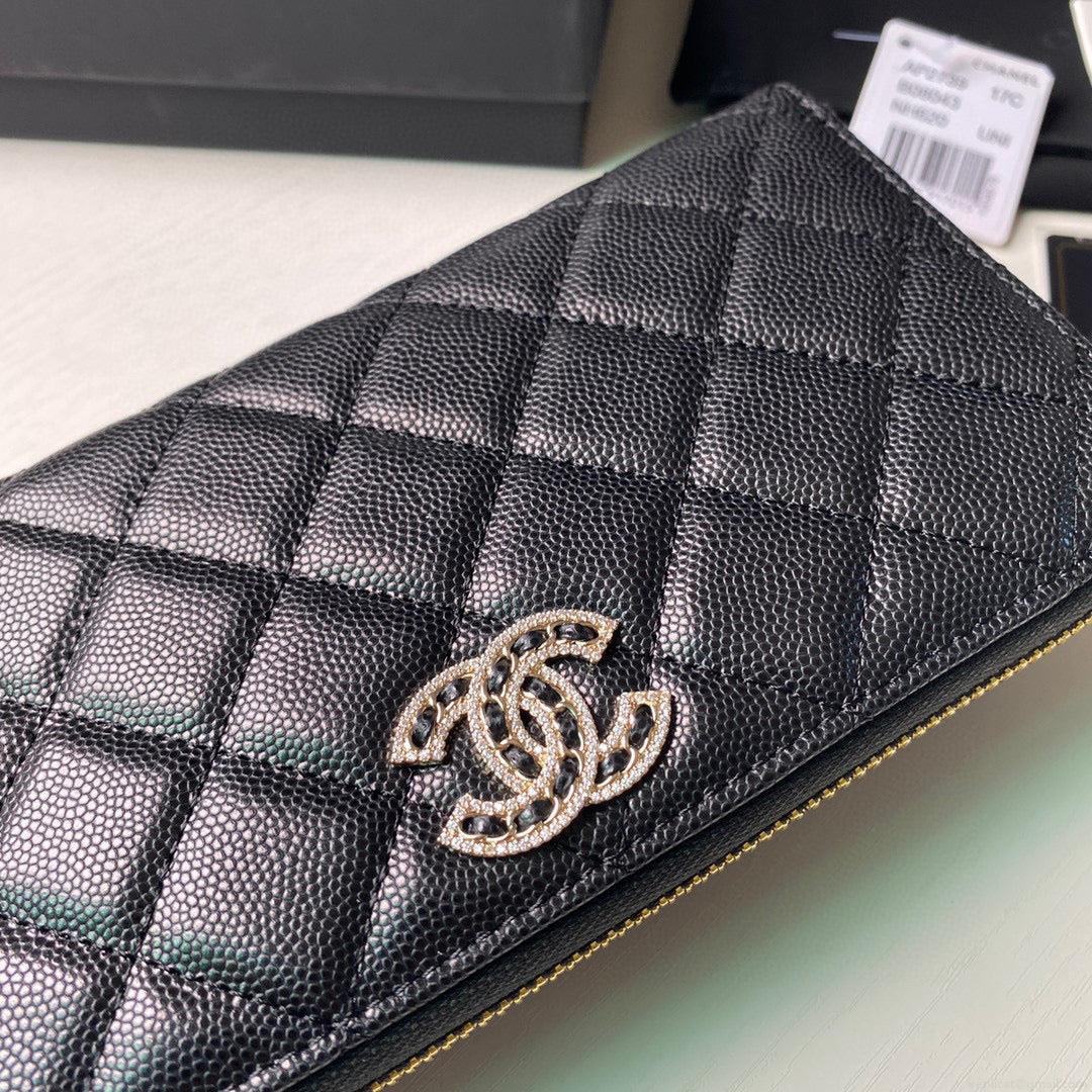 Chanel Flap Wallet Grained shiny calfskin AP2739 Black