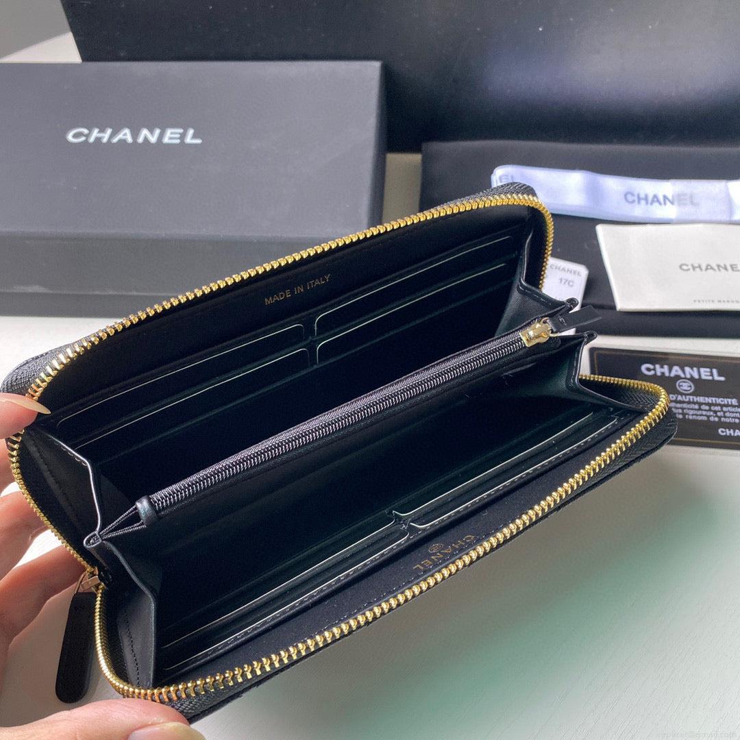 Chanel Flap Wallet Grained shiny calfskin AP2739 Black