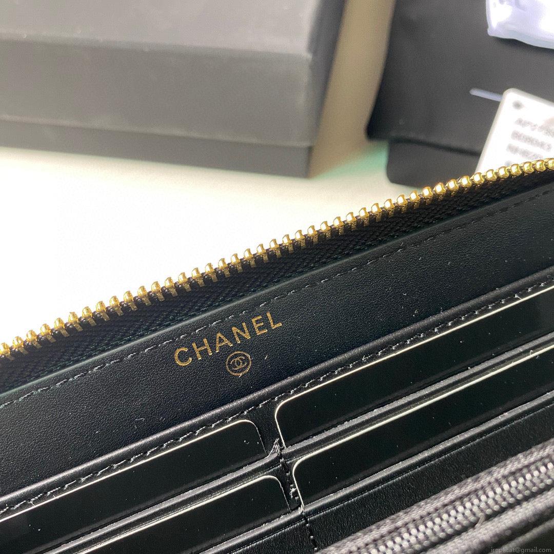 Chanel Flap Wallet Grained shiny calfskin AP2739 Black