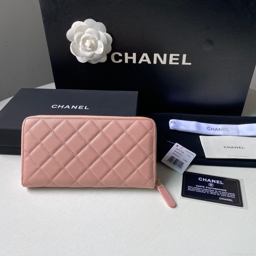 Chanel Flap Wallet Grained shiny calfskin AP2739 pink