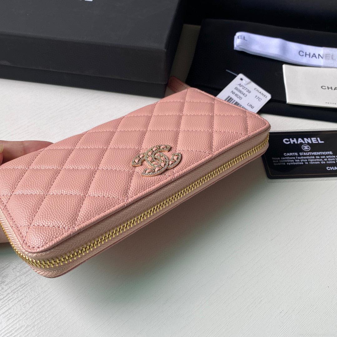 Chanel Flap Wallet Grained shiny calfskin AP2739 pink