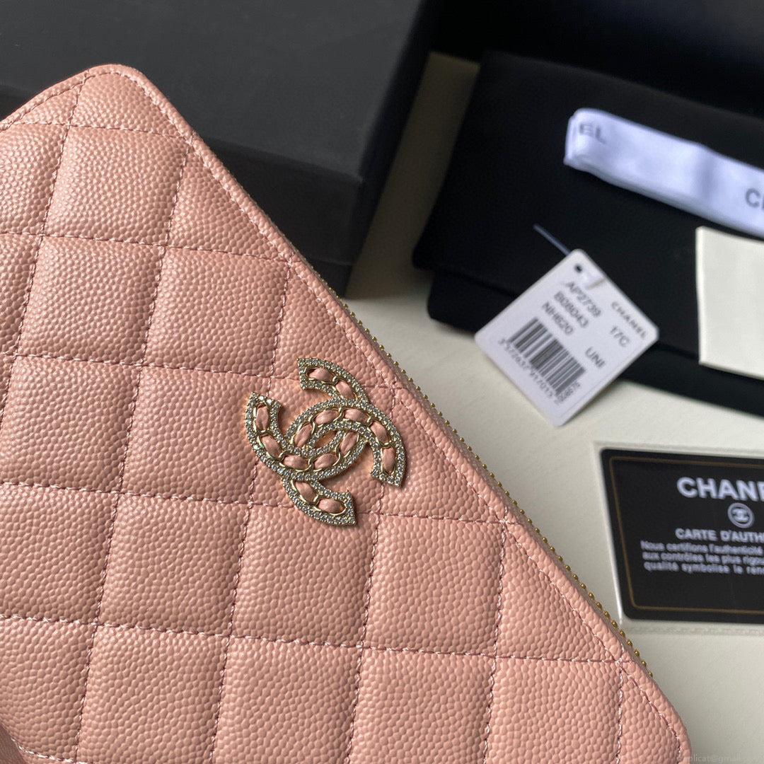 Chanel Flap Wallet Grained shiny calfskin AP2739 pink