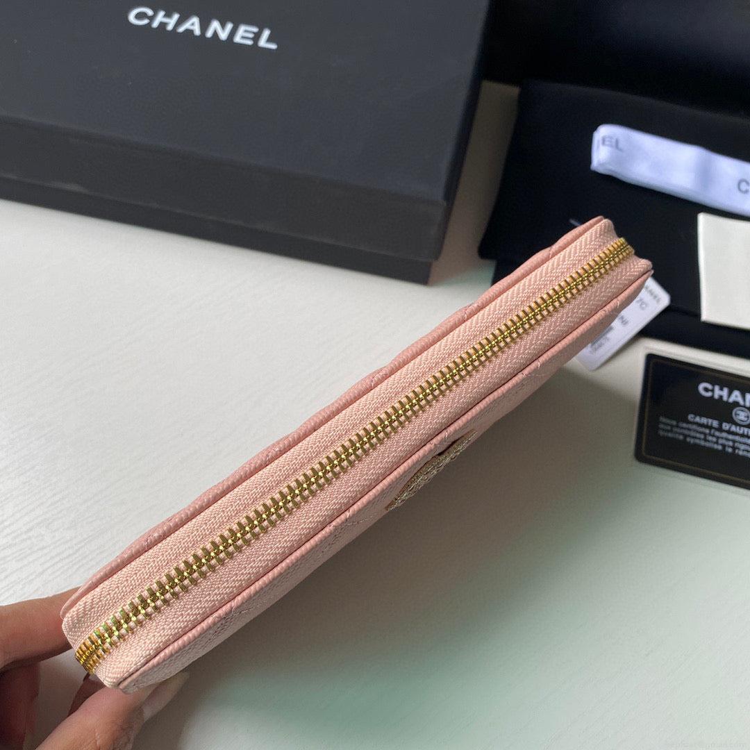 Chanel Flap Wallet Grained shiny calfskin AP2739 pink