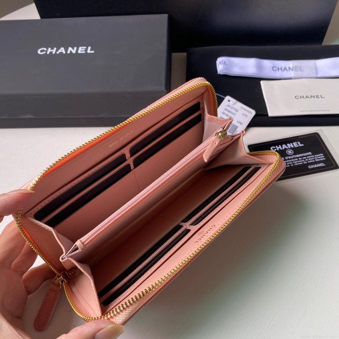 Chanel Flap Wallet Grained shiny calfskin AP2739 pink
