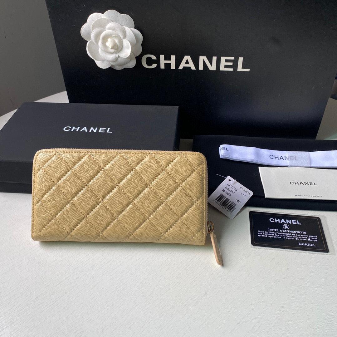 Chanel Flap Wallet Grained shiny calfskin AP2739 apricot