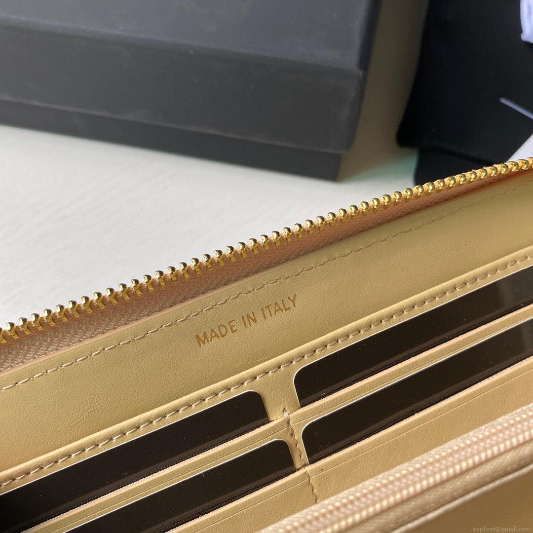 Chanel Flap Wallet Grained shiny calfskin AP2739 apricot