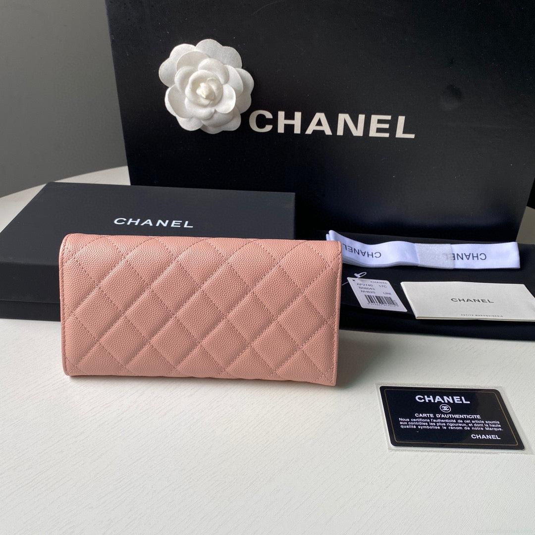 Chanel Long Flap Wallet Grained shiny calfskin AP2740 Pink