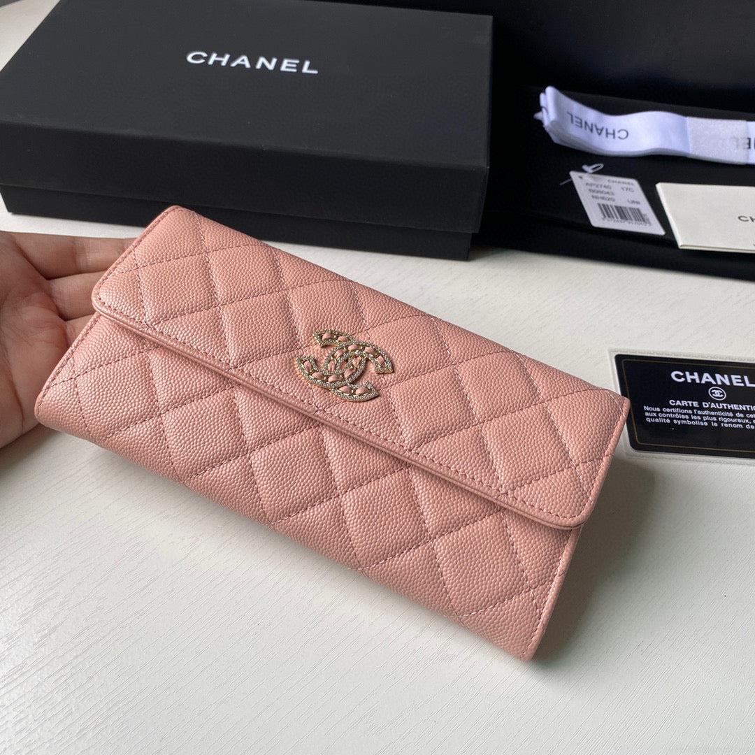 Chanel Long Flap Wallet Grained shiny calfskin AP2740 Pink