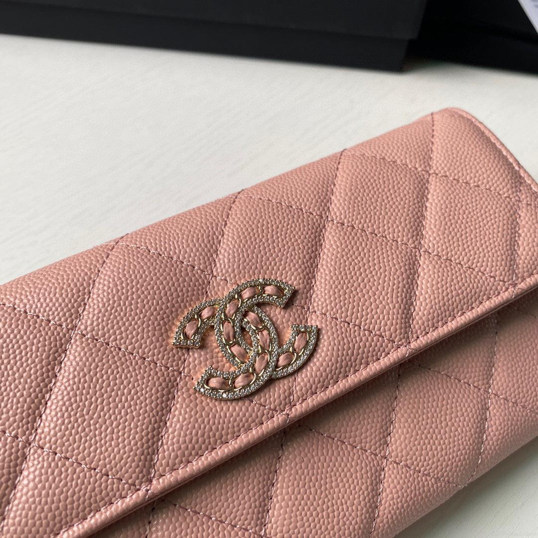 Chanel Long Flap Wallet Grained shiny calfskin AP2740 Pink