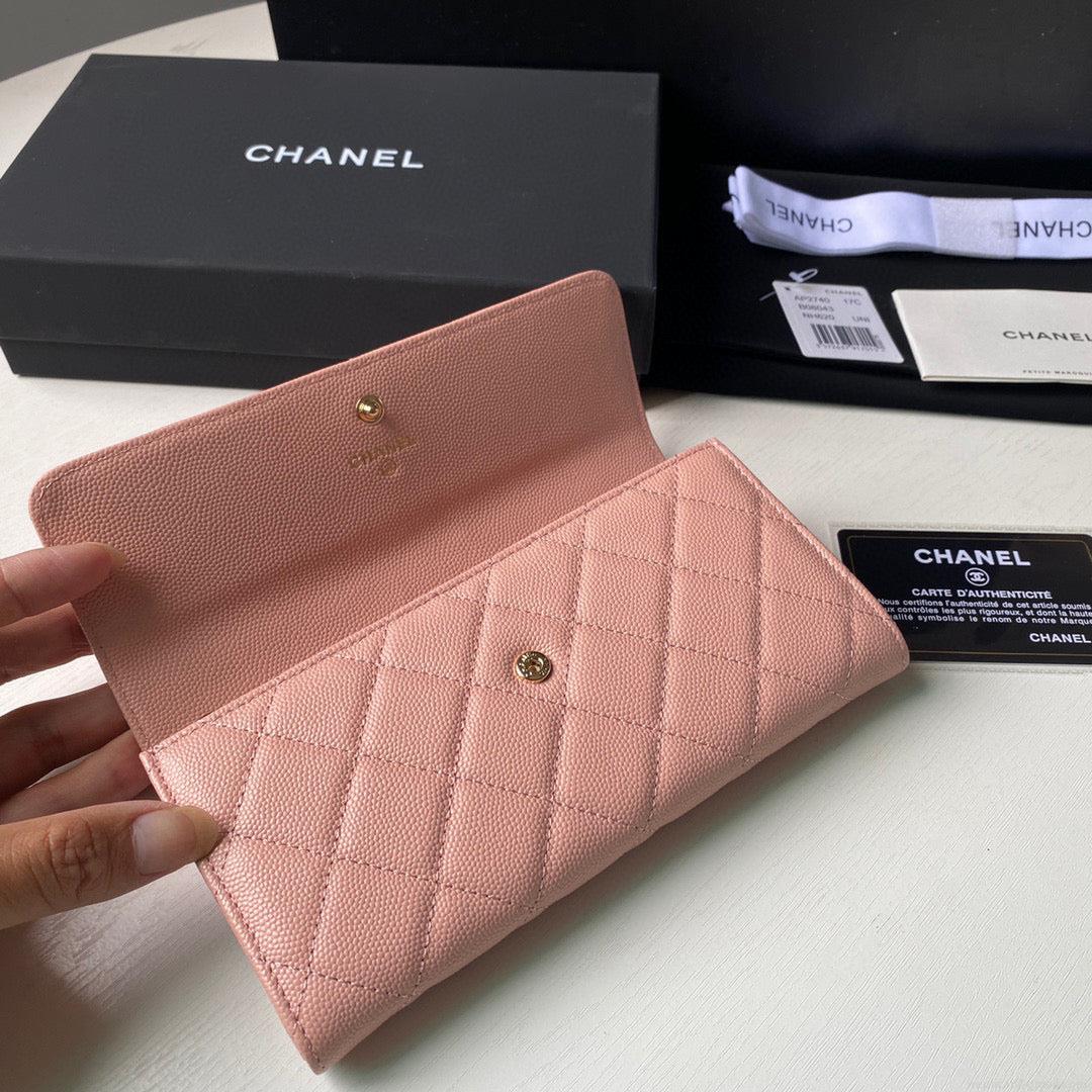 Chanel Long Flap Wallet Grained shiny calfskin AP2740 Pink