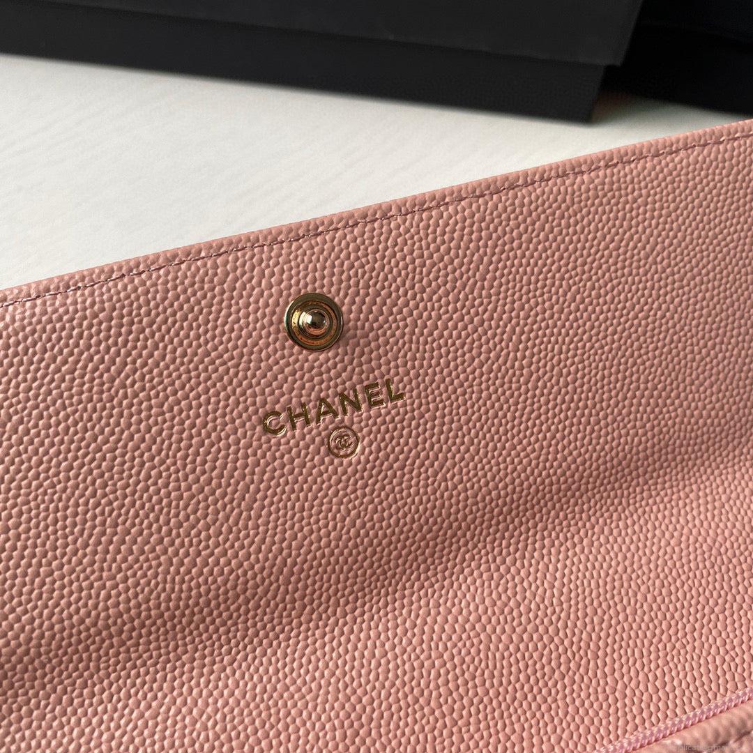 Chanel Long Flap Wallet Grained shiny calfskin AP2740 Pink