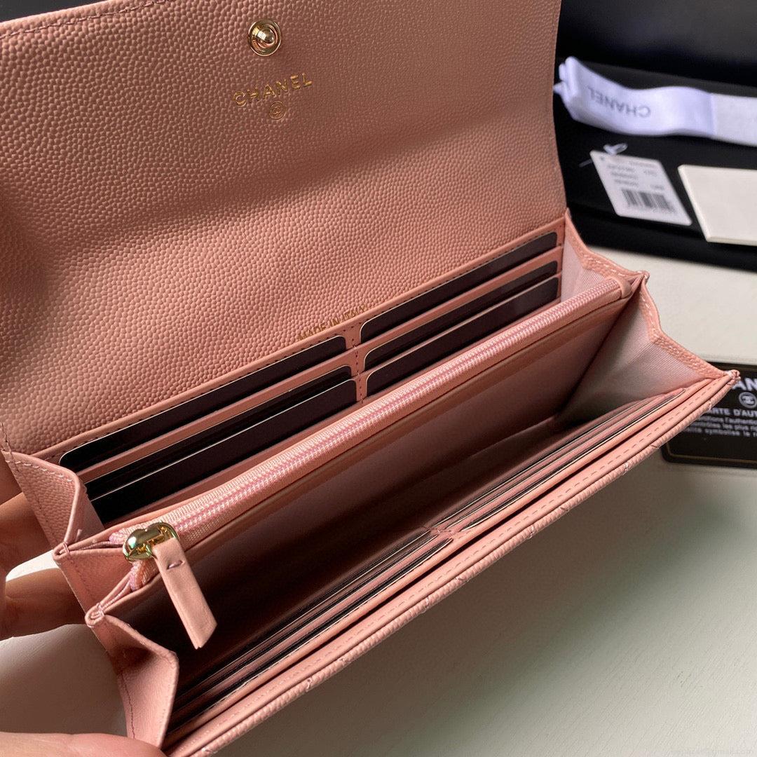 Chanel Long Flap Wallet Grained shiny calfskin AP2740 Pink