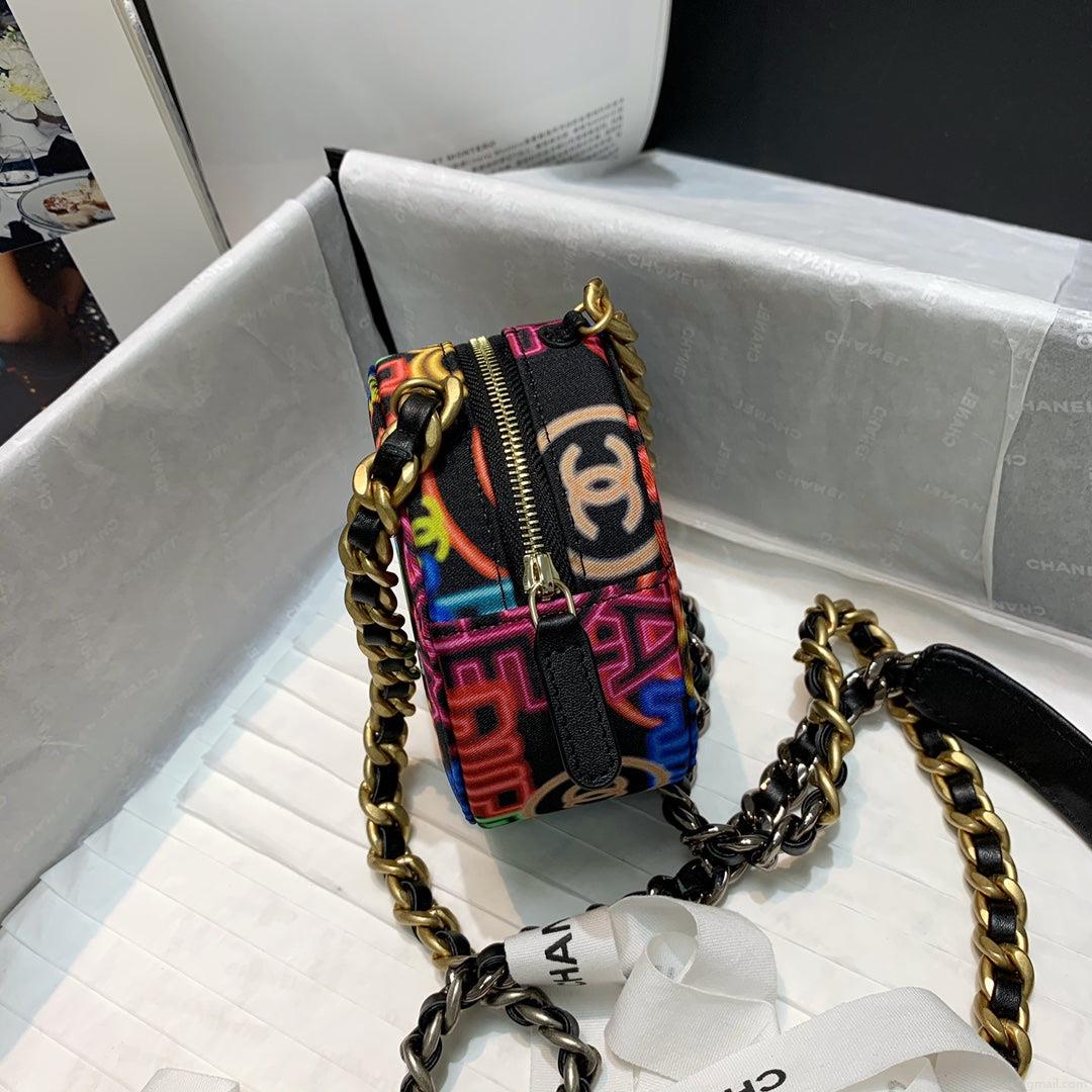 Chanel A86093 Round Handbag Flap Graffiti Print Vintage multicolor gold