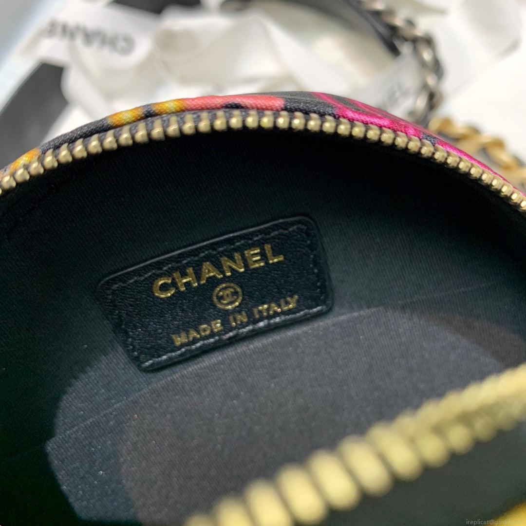 Chanel A86093 Round Handbag Flap Graffiti Print Vintage multicolor gold