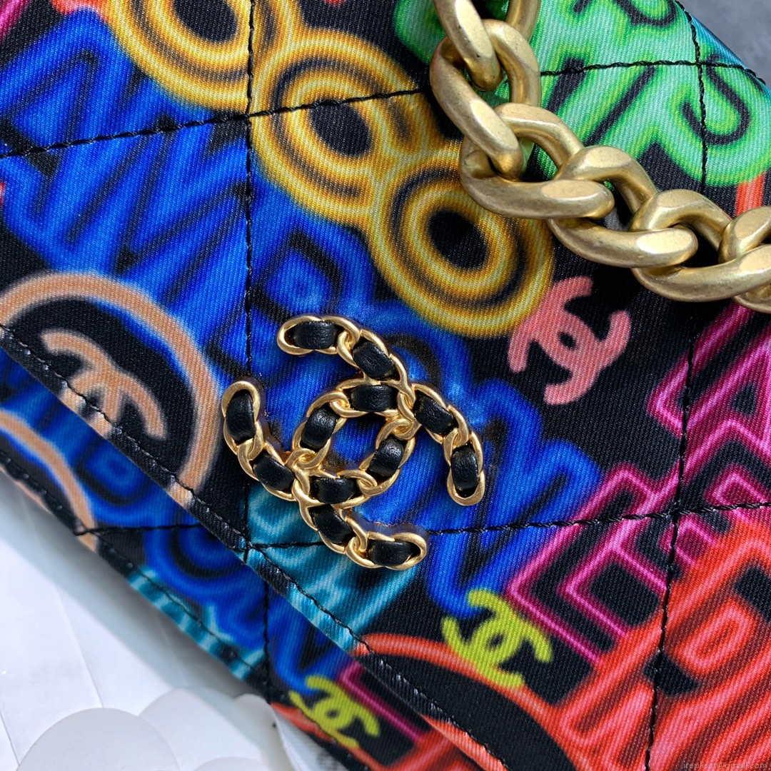 Chanel A81092 Chain Handbag Flap Graffiti Print Vintage multicolor gold