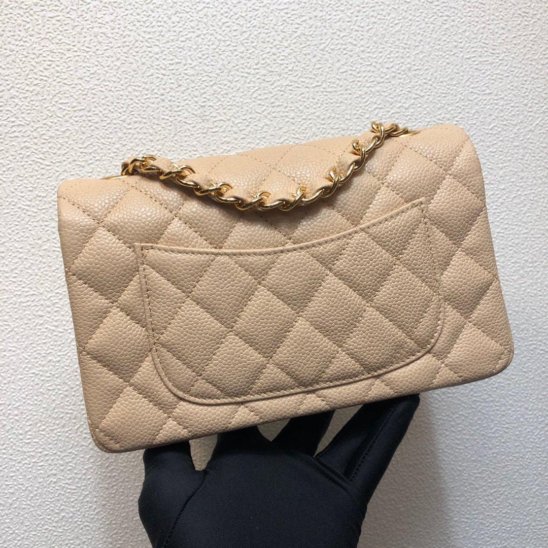 Chanel A69900 Mini Flap Bag Grained Calfskin Apricot Gold