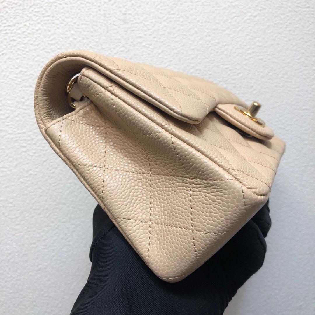 Chanel A69900 Mini Flap Bag Grained Calfskin Apricot Gold