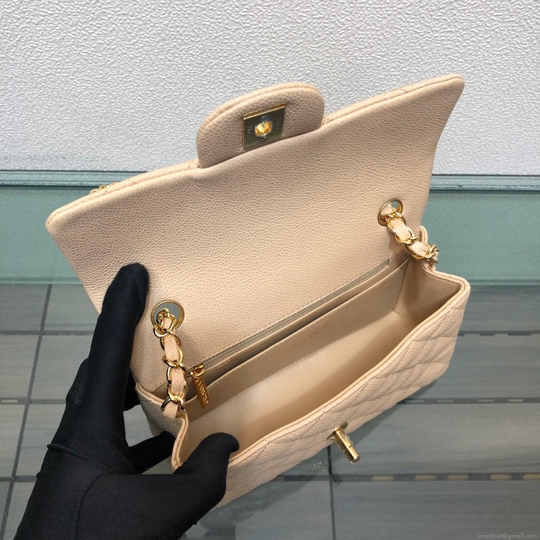 Chanel A69900 Mini Flap Bag Grained Calfskin Apricot Gold