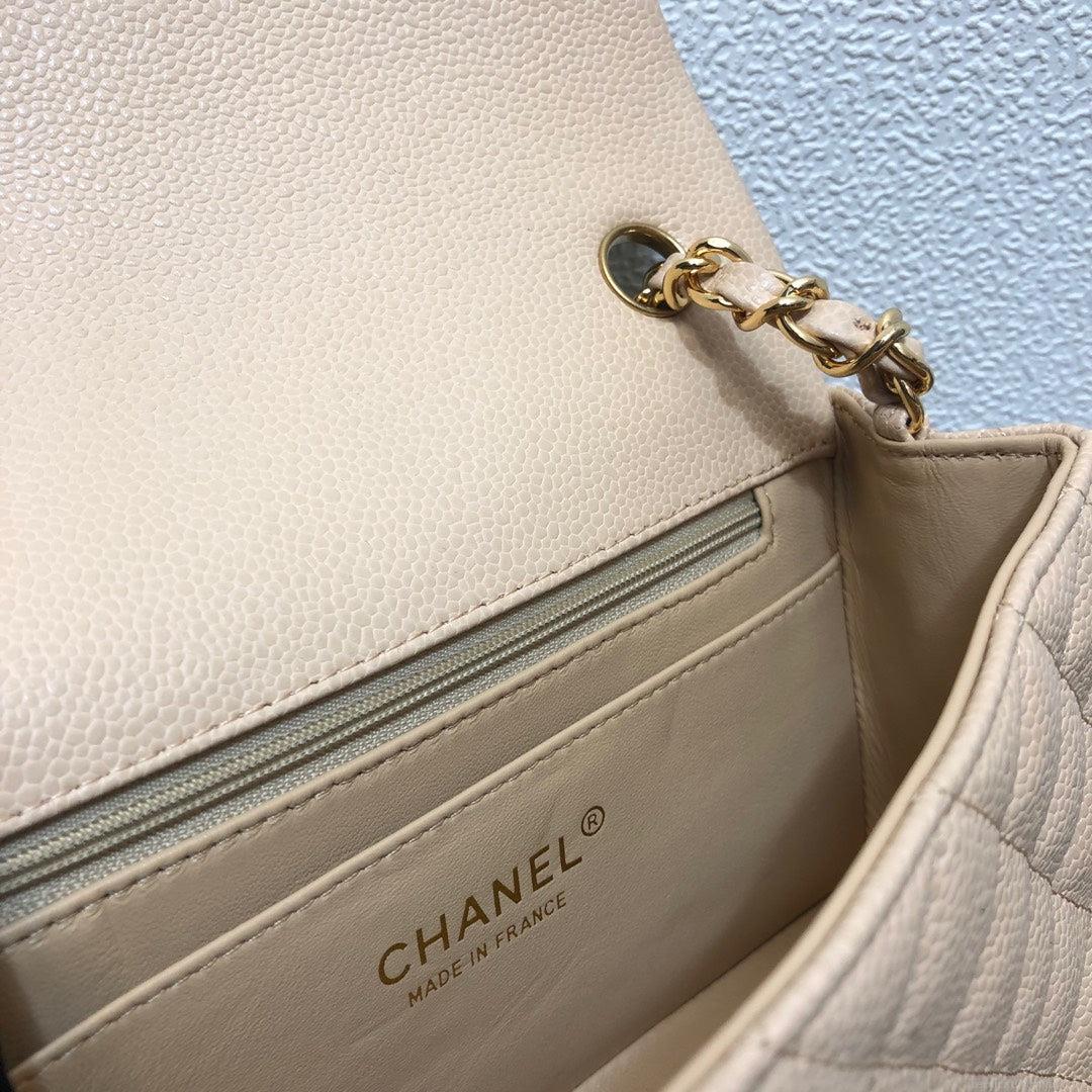 Chanel A69900 Mini Flap Bag Grained Calfskin Apricot Gold