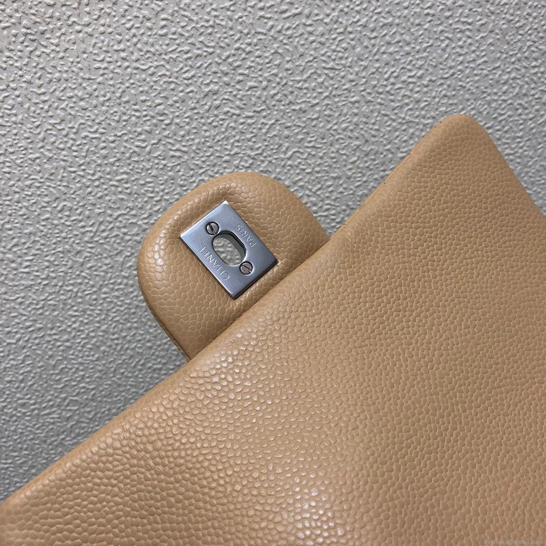 Chanel A69900 Mini Flap Bag Grained Calfskin Apricot Silver