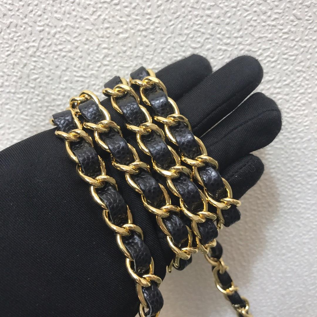 Chanel A69900 Mini Flap Bag Grained Calfskin Black Gold