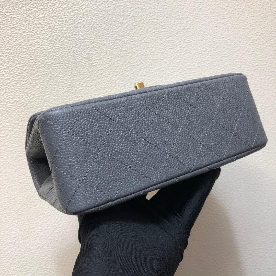 Chanel A69900 Mini Flap Bag Grained Calfskin Gray Gold