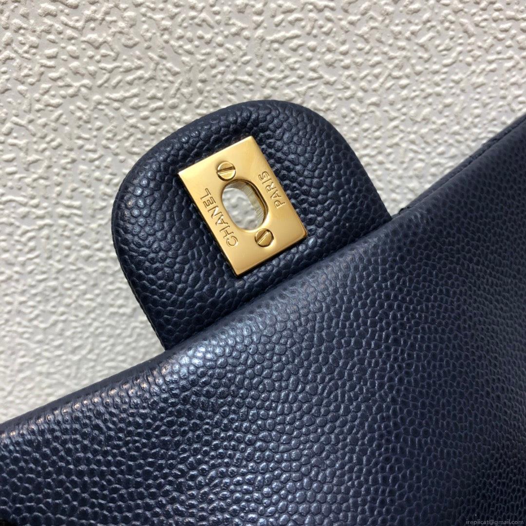 Chanel A69900 Mini Flap Bag Grained Calfskin Navy Blue Gold