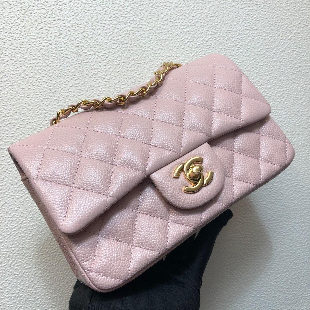 Chanel A69900 Mini Flap Bag Grained Calfskin Pink Gold