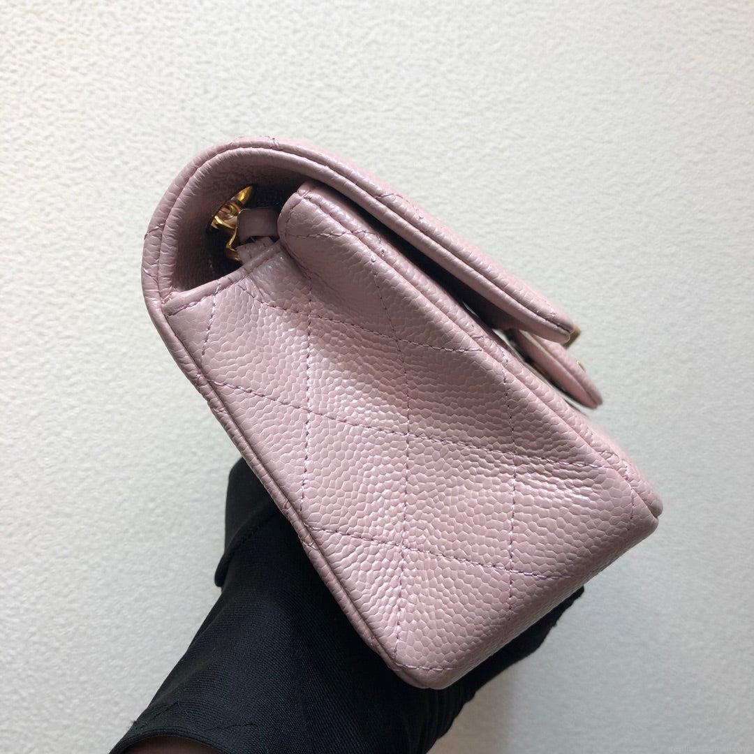 Chanel A69900 Mini Flap Bag Grained Calfskin Pink Gold
