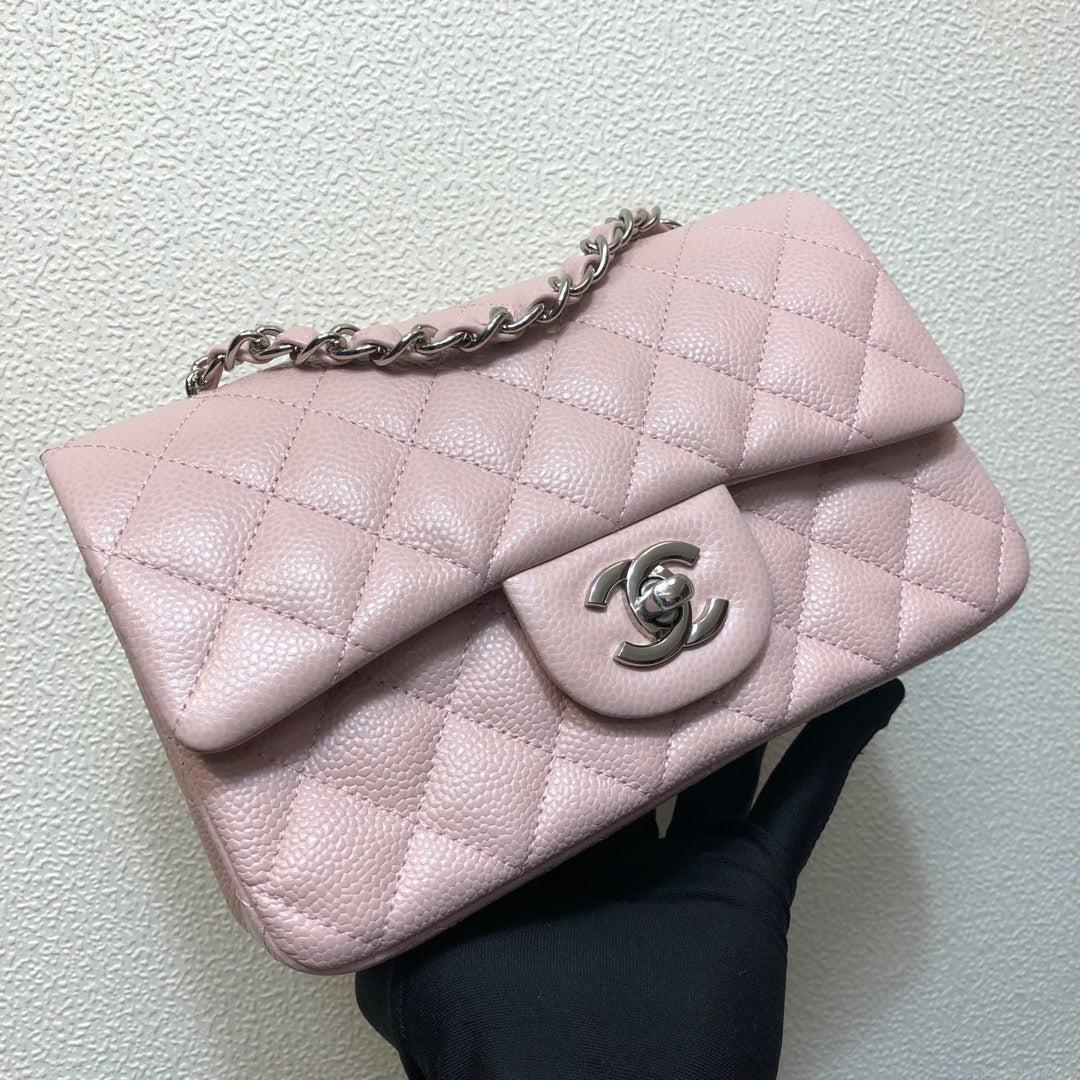 Chanel A69900 Mini Flap Bag Grained Calfskin Pink Silver