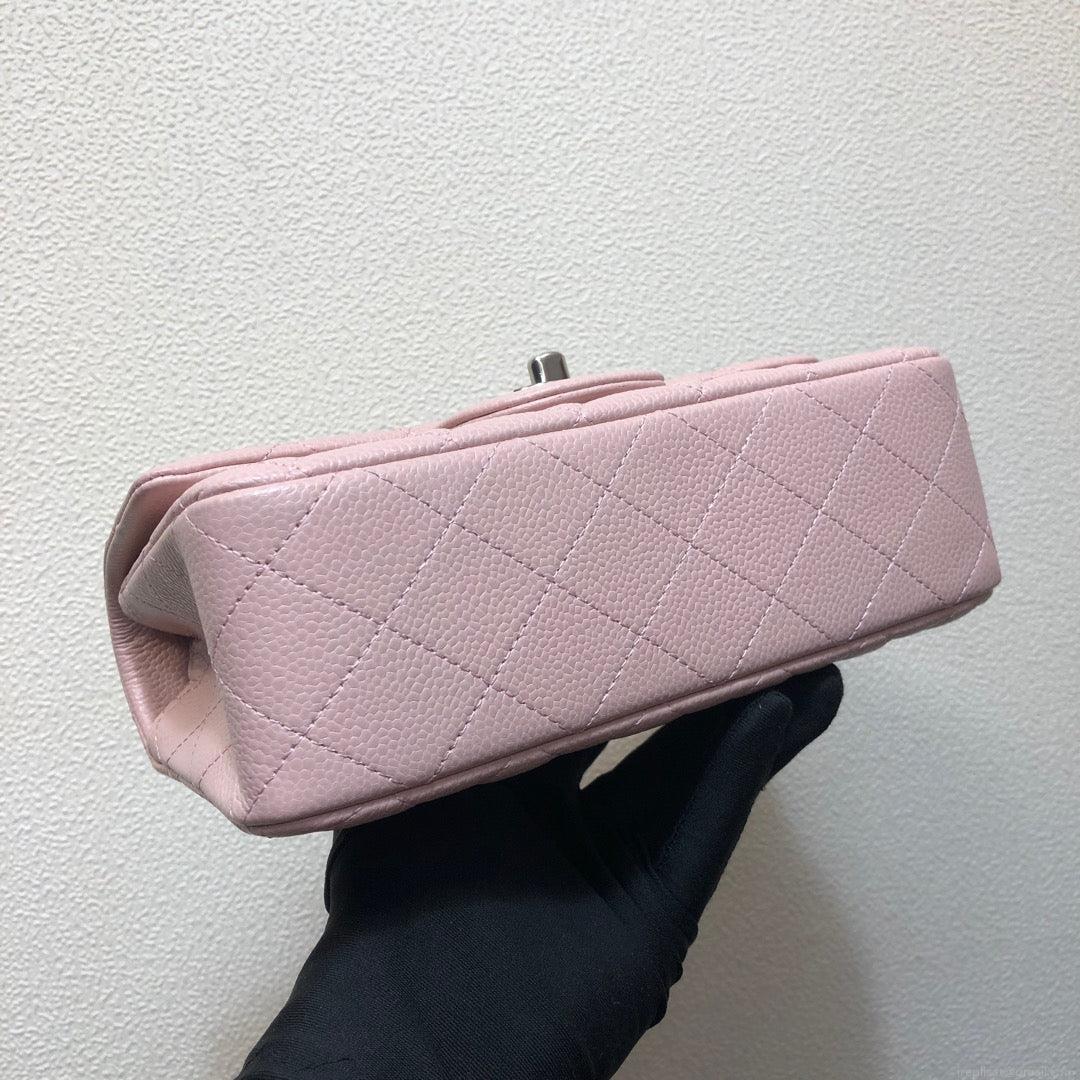Chanel A69900 Mini Flap Bag Grained Calfskin Pink Silver