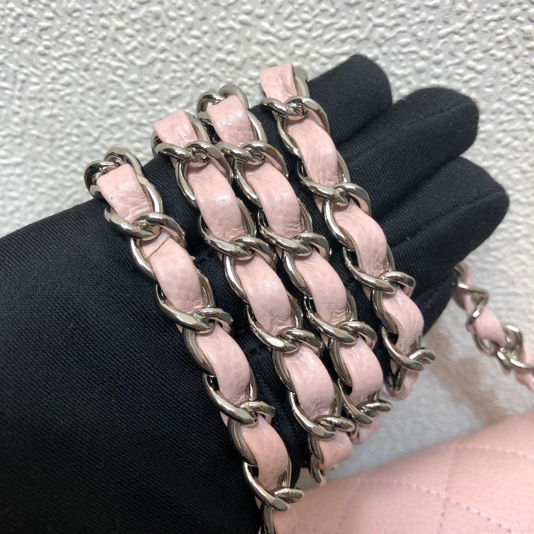 Chanel A69900 Mini Flap Bag Grained Calfskin Pink Silver