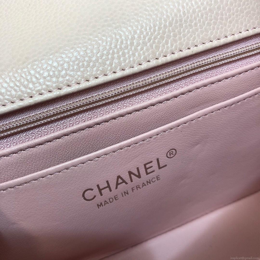 Chanel A69900 Mini Flap Bag Grained Calfskin Pink Silver