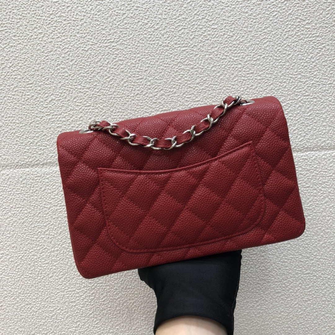 Chanel A69900 Mini Flap Bag Grained Calfskin Red Silver