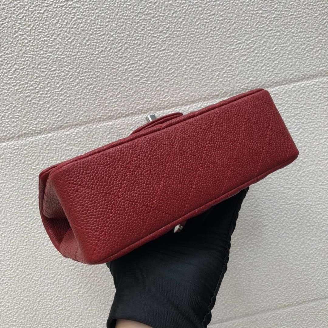 Chanel A69900 Mini Flap Bag Grained Calfskin Red Silver
