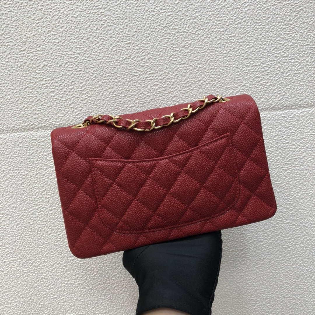 Chanel A69900 Mini Flap Bag Grained Calfskin Red Gold