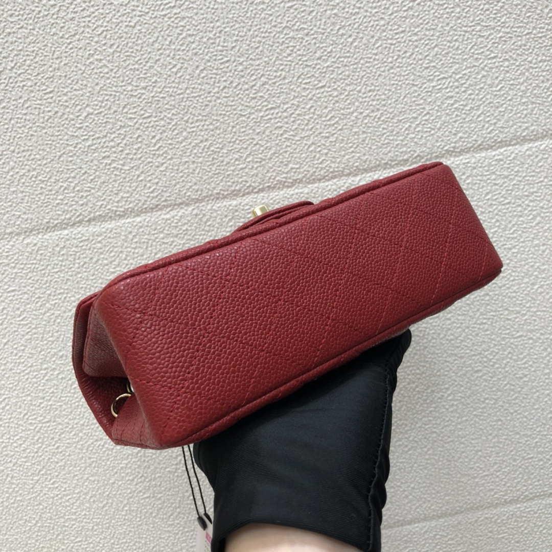 Chanel A69900 Mini Flap Bag Grained Calfskin Red Gold