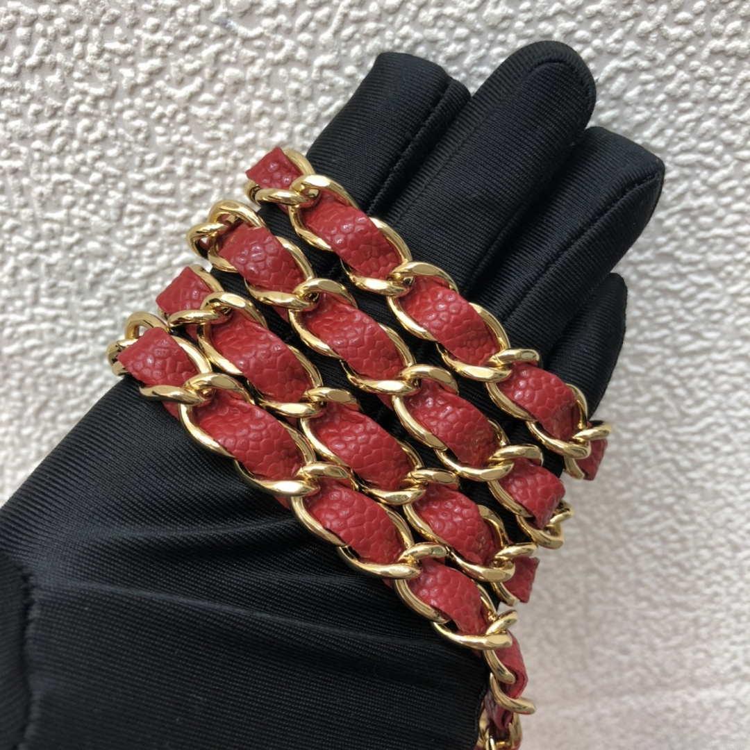 Chanel A69900 Mini Flap Bag Grained Calfskin Red Gold