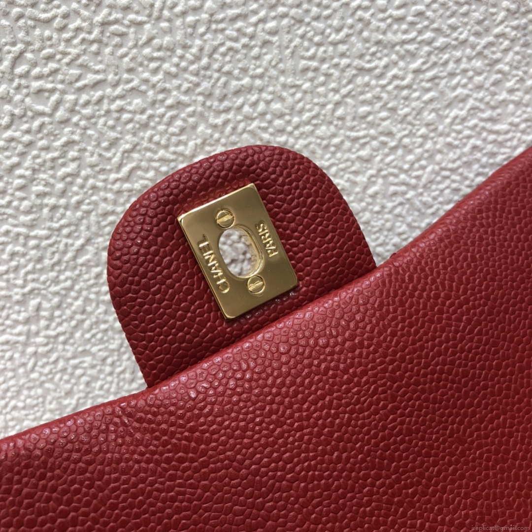 Chanel A69900 Mini Flap Bag Grained Calfskin Red Gold