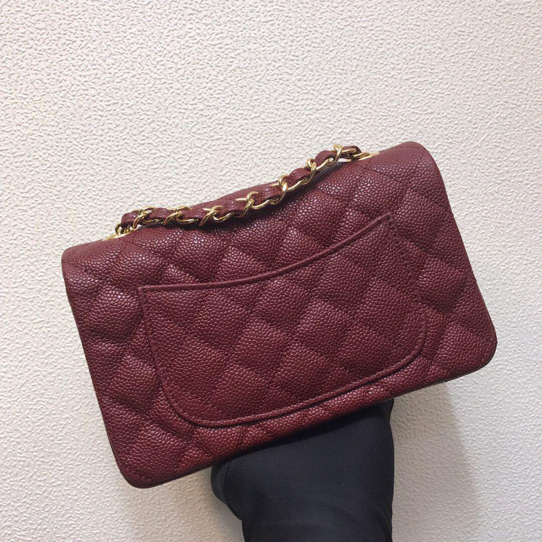 Chanel A69900 Mini Flap Bag Grained Calfskin Wine Red Gold