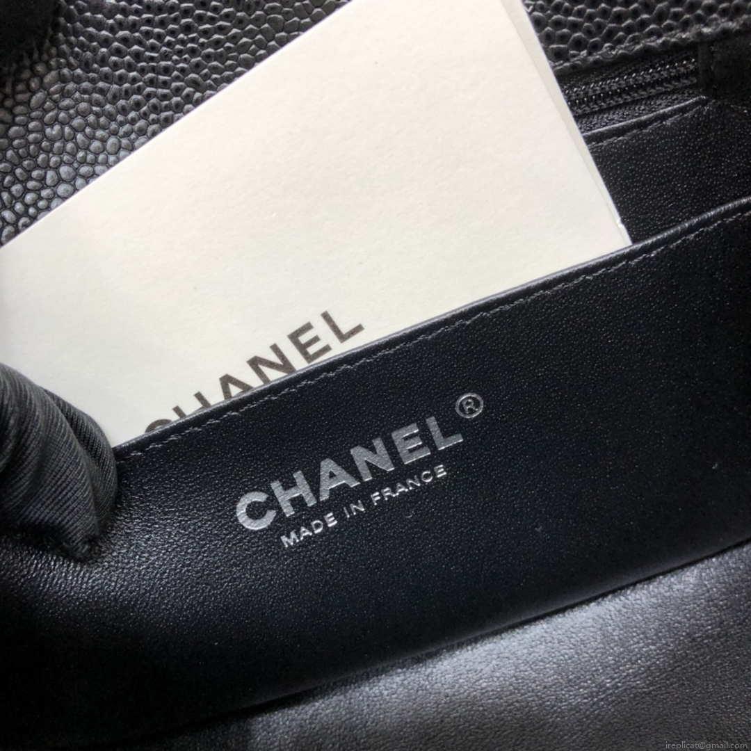 Chanel A35200 Mini Flap Bag 17cm Grained Calfskin Black Silver